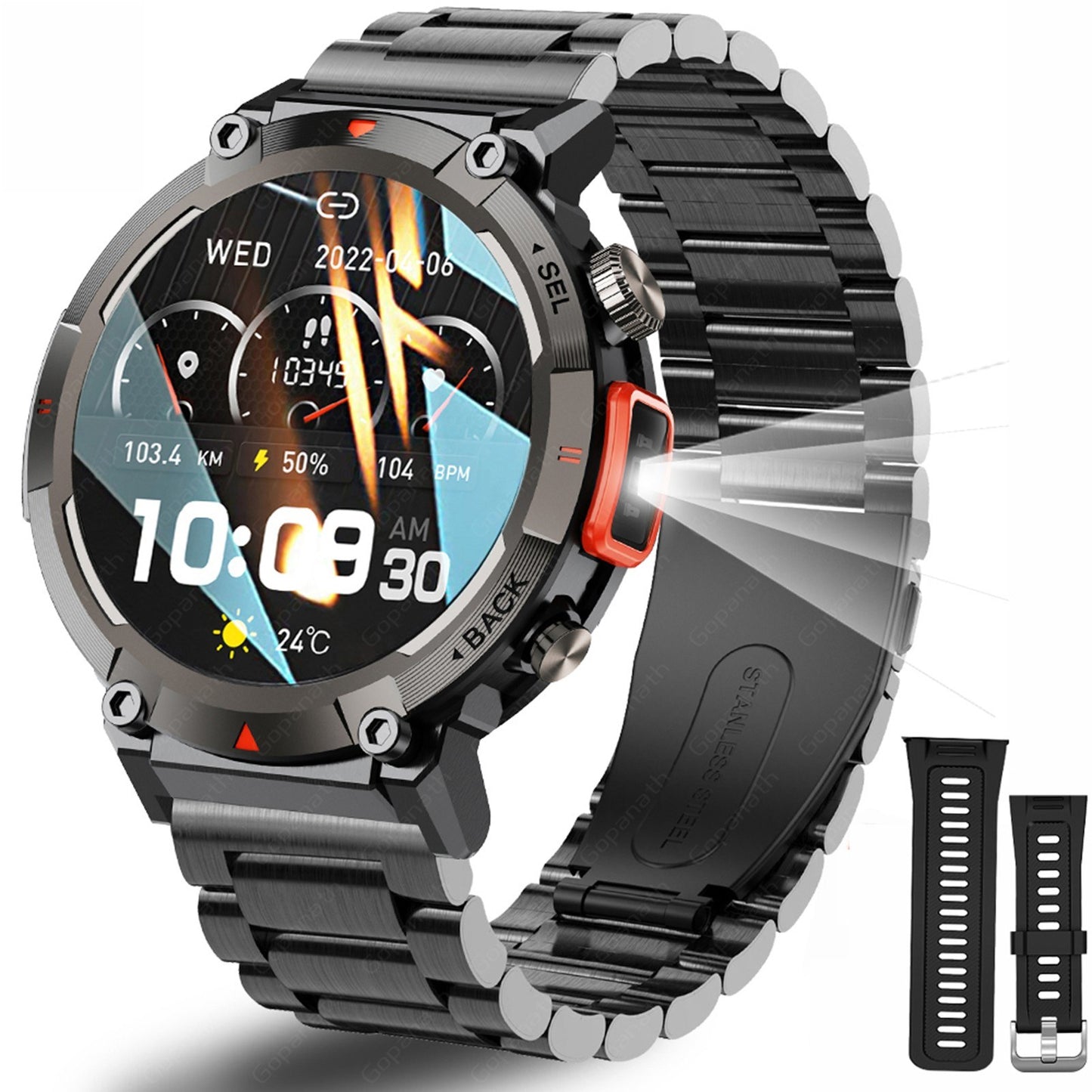 Smart Watch 1.45 HD Screen, Sports Health & Sleep Monitor, IP67 Waterproof, BT5.0, 9-Day Battery, Multi-Sport Modes, Unisex