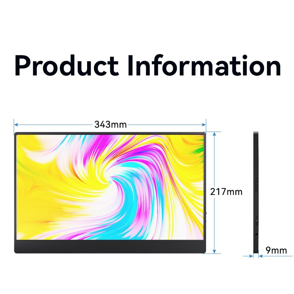 15 FHD 1080P IPS Portable Gaming Monitor with Dual Speakers & 170° Wide View for Laptop/PC/Smartphones