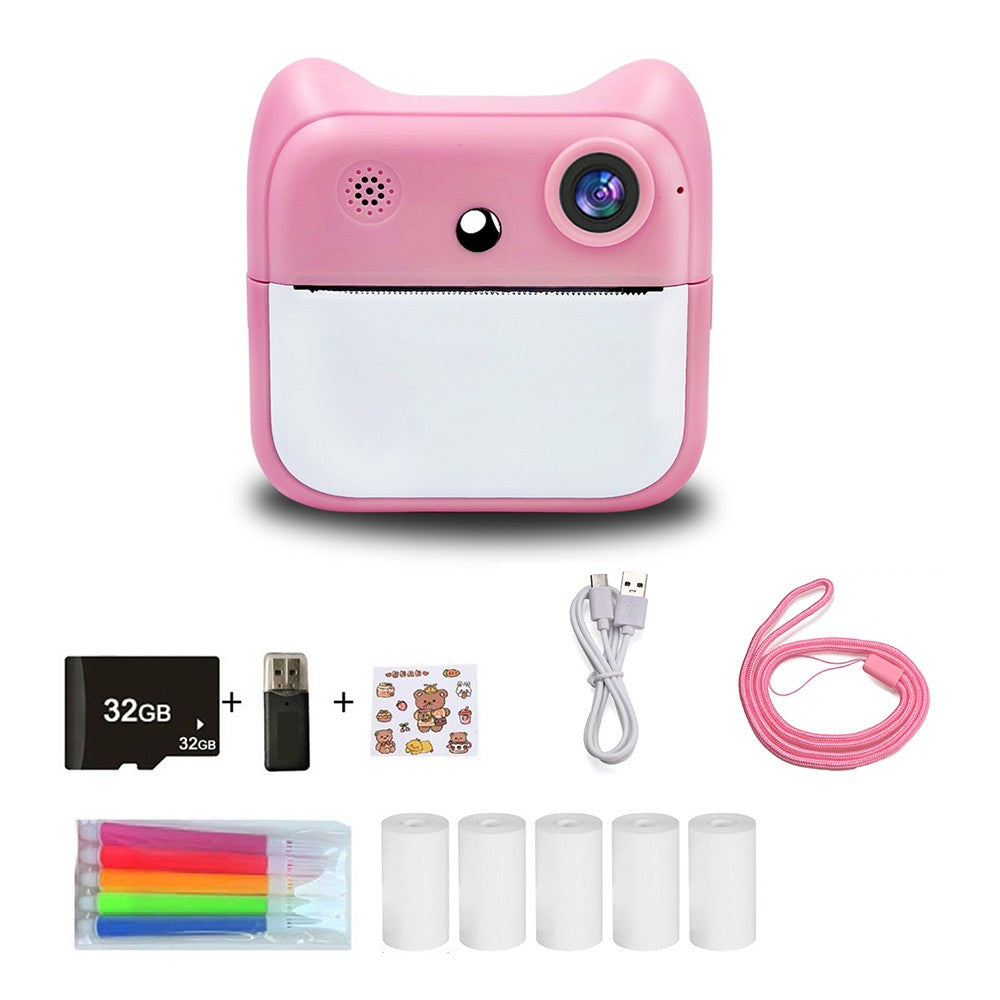 2400W Kids Instant Print Digital Camera with 2.4 Screen & Dual Lens - Inkless Thermal Cartoon Printer for Girls & Boys