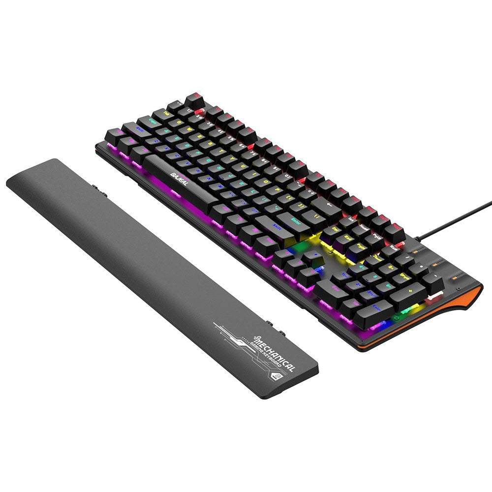 Ergonomic Wired Mechanical Gaming Keyboard with Blue Switches, USB, 9 Lighting Modes
