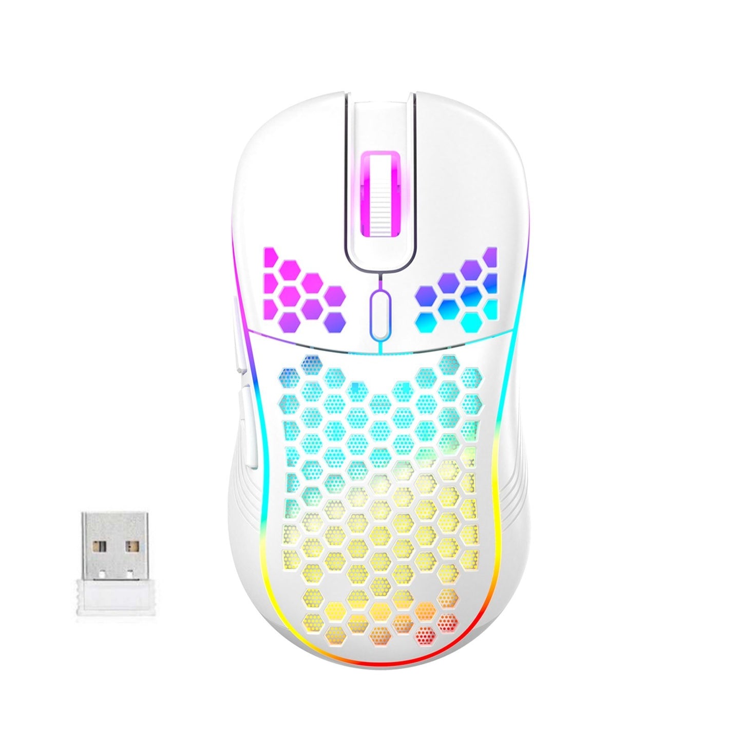 Rechargeable Wireless Gaming Mouse with Colorful Lights, 6D Buttons & High-Precision Sensor