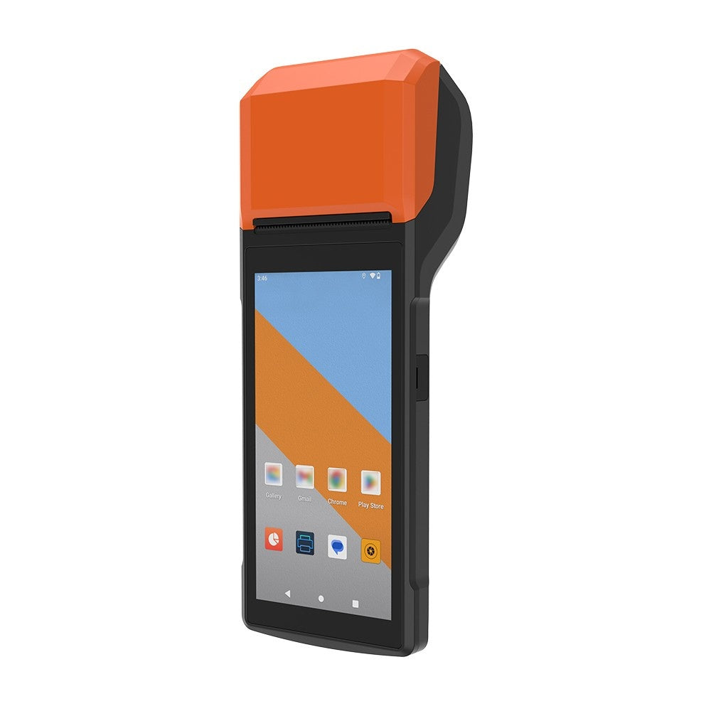 Android 13 Smart PDA Terminal with 5.5 Touchscreen, Wireless Connection, POS Printer & Barcode Scanner, Orange