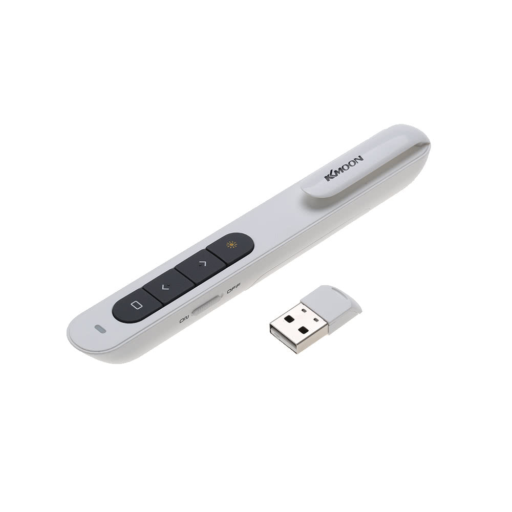 KKmoon Wireless PowerPoint Clicker Remote, 2.4GHz Laser Pen Pointer, PPT Presenter with USB Receiver, 10m Range, Hyperlink & Volume Control