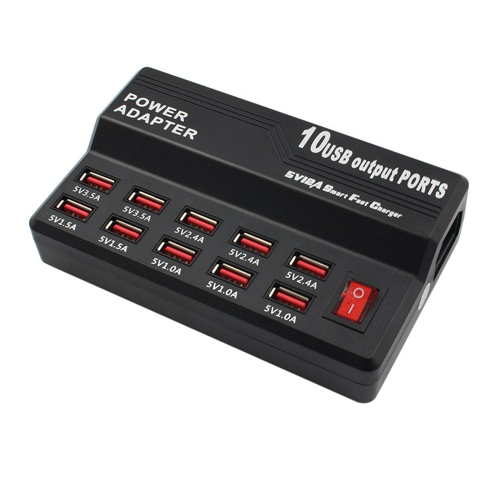 10-Port USB Charging Station: Multifunctional High-Speed AC to DC Power Socket