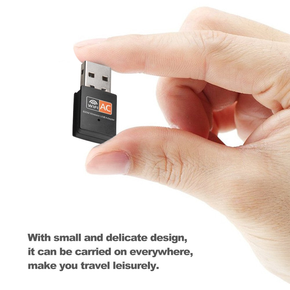 600Mbps Dual Band USB WiFi Adapter 2.4GHz/5GHz 802.11ac Wireless Antenna for MAC & Windows - Black