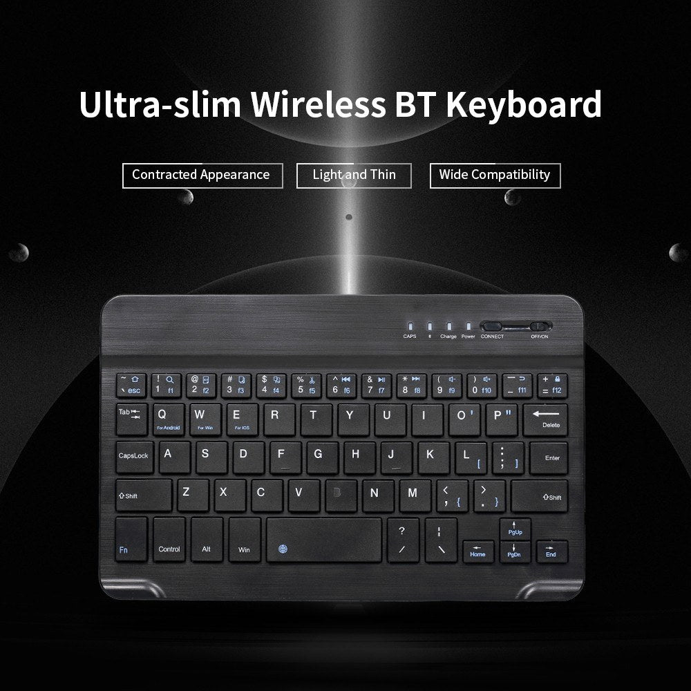 Ultra-Slim 7-Inch Wireless Bluetooth 3.0 Keyboard for iOS, Android, Windows Tablets & Smartphones - Black