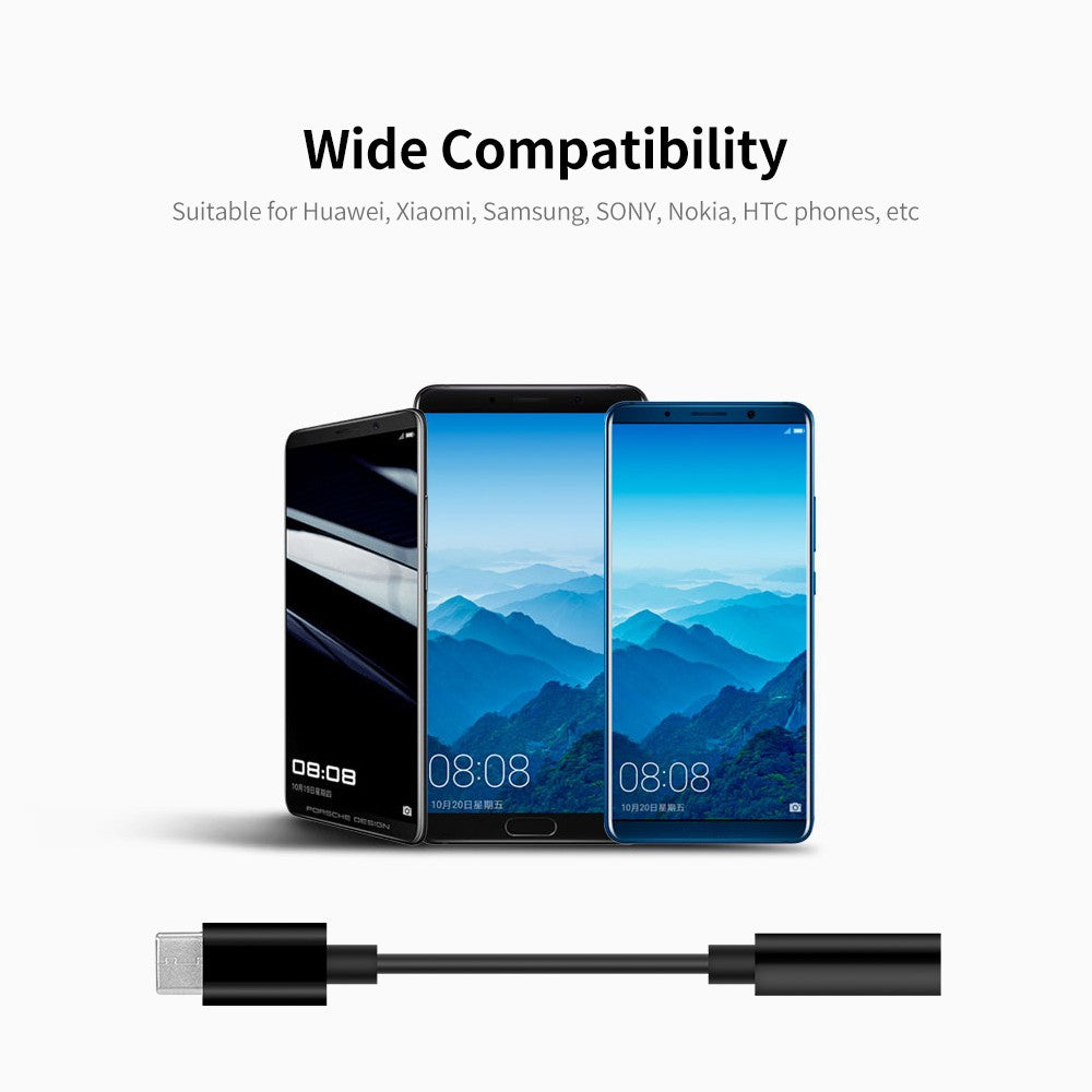 USB-C to 3.5mm Audio Adapter - Type-C Male to AUX Female Jack for Huawei, Xiaomi, Samsung - Black