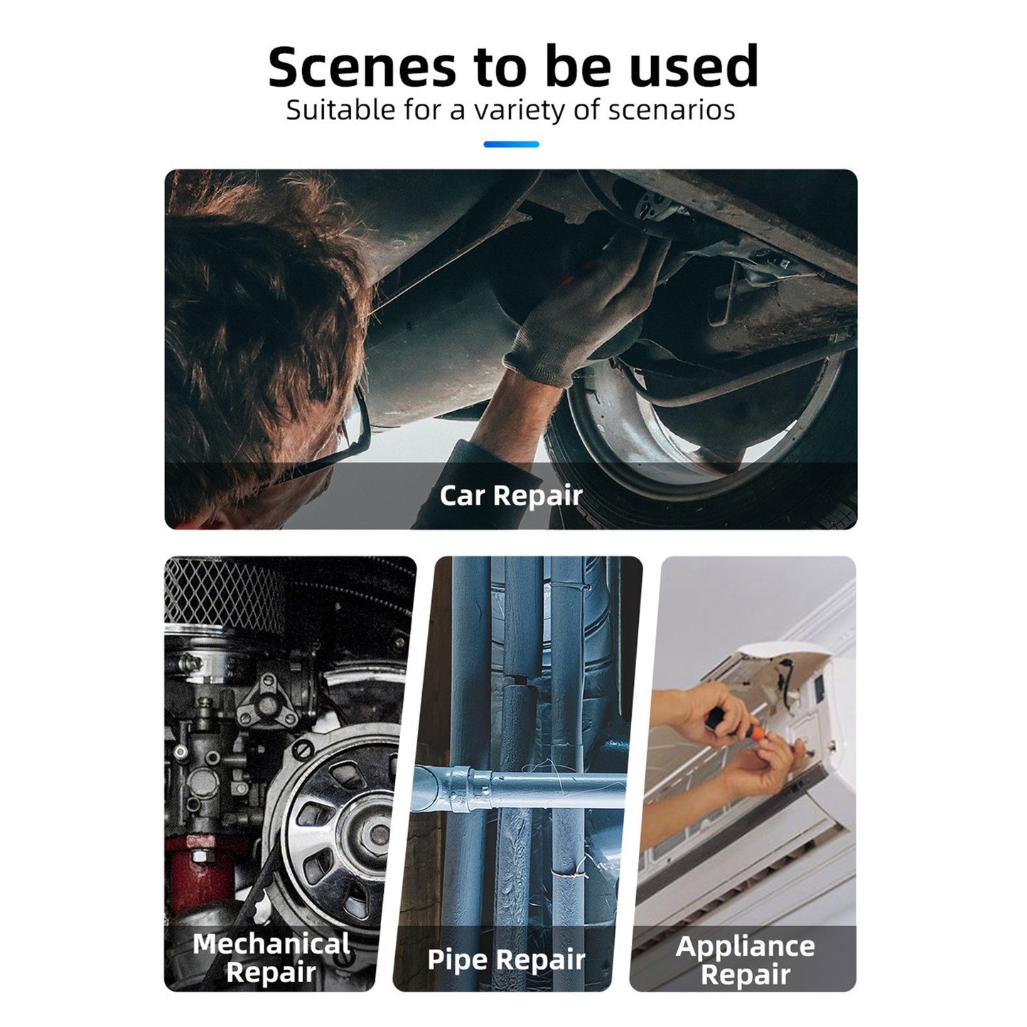 720P Dual Lens Endoscope Camera with 4.5in IPS Screen, 16.4ft Waterproof Probe, Adjustable Brightness