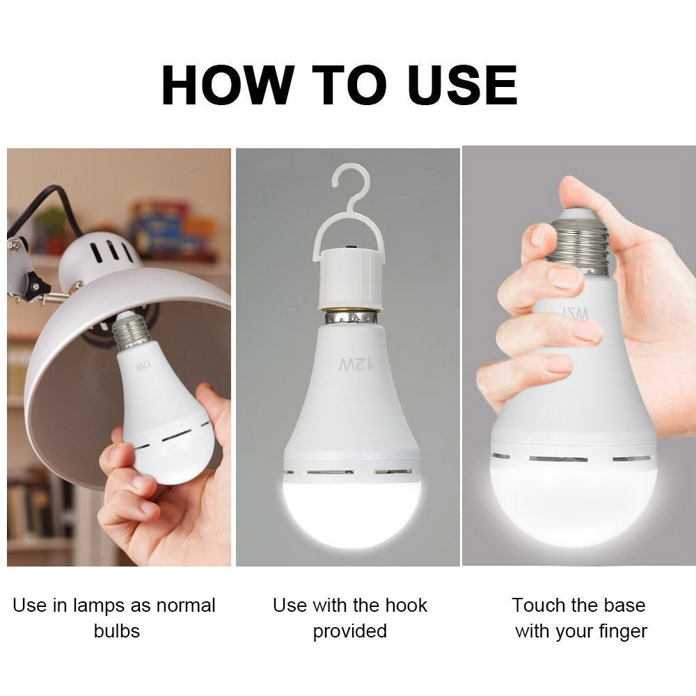 Emergency Rechargeable 12W LED Bulbs - Outdoor Hanging Lamp for Power Outage, Camping, Garden Parties - E26/E27, AC100-240V