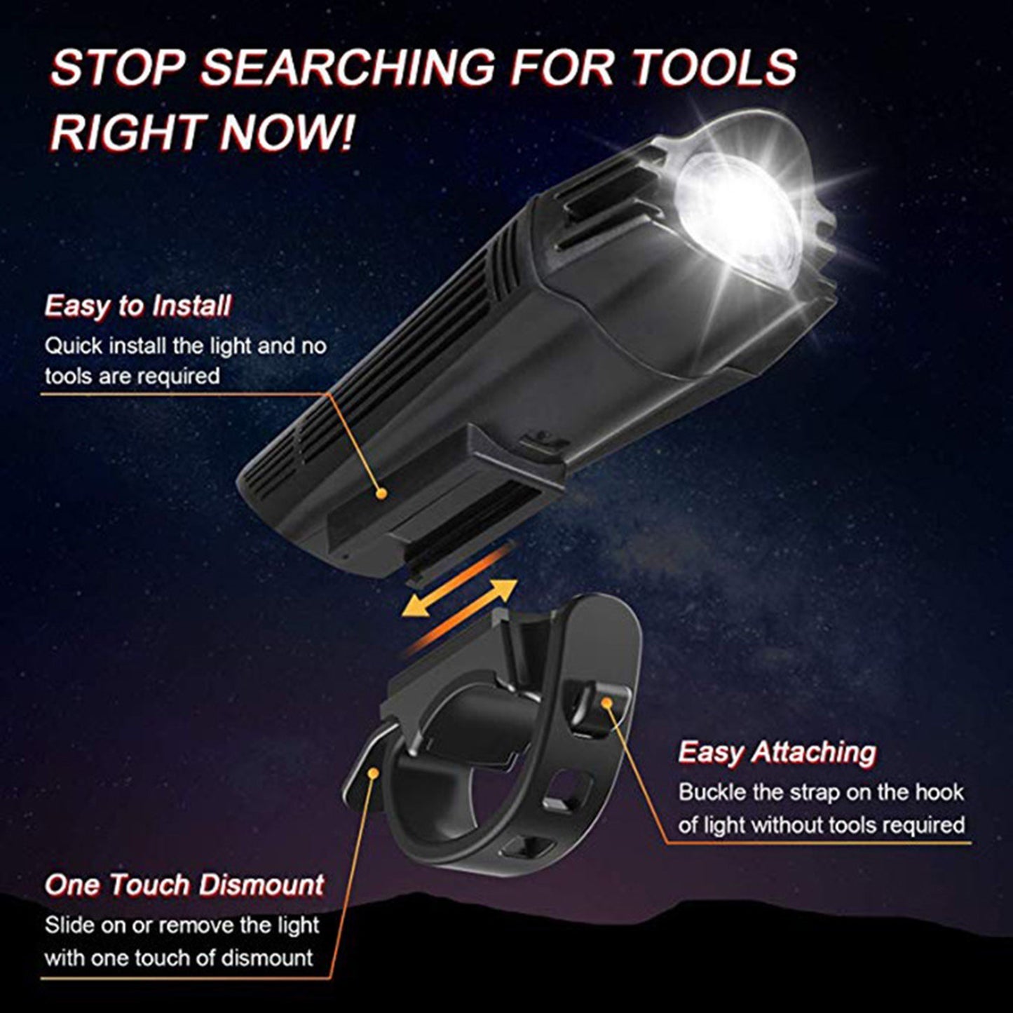 USB Rechargeable Bicycle Lamp - HJ-057 Mountain Bike Night Warning Light