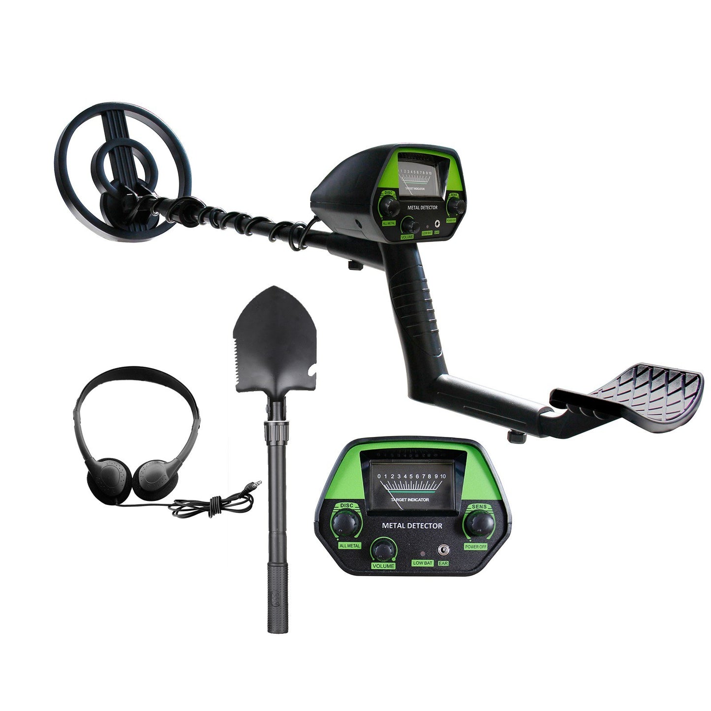 Portable Metal Detector for Beginners - Gold Finder & Treasure Hunter with Headphones, Shovel, and Pouch