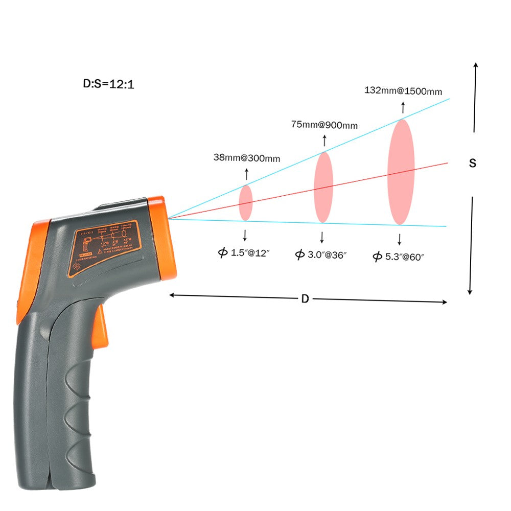 Portable Handheld Digital Infrared Thermometer: SMART SENSOR -32~380℃ 12:1 Non-Contact