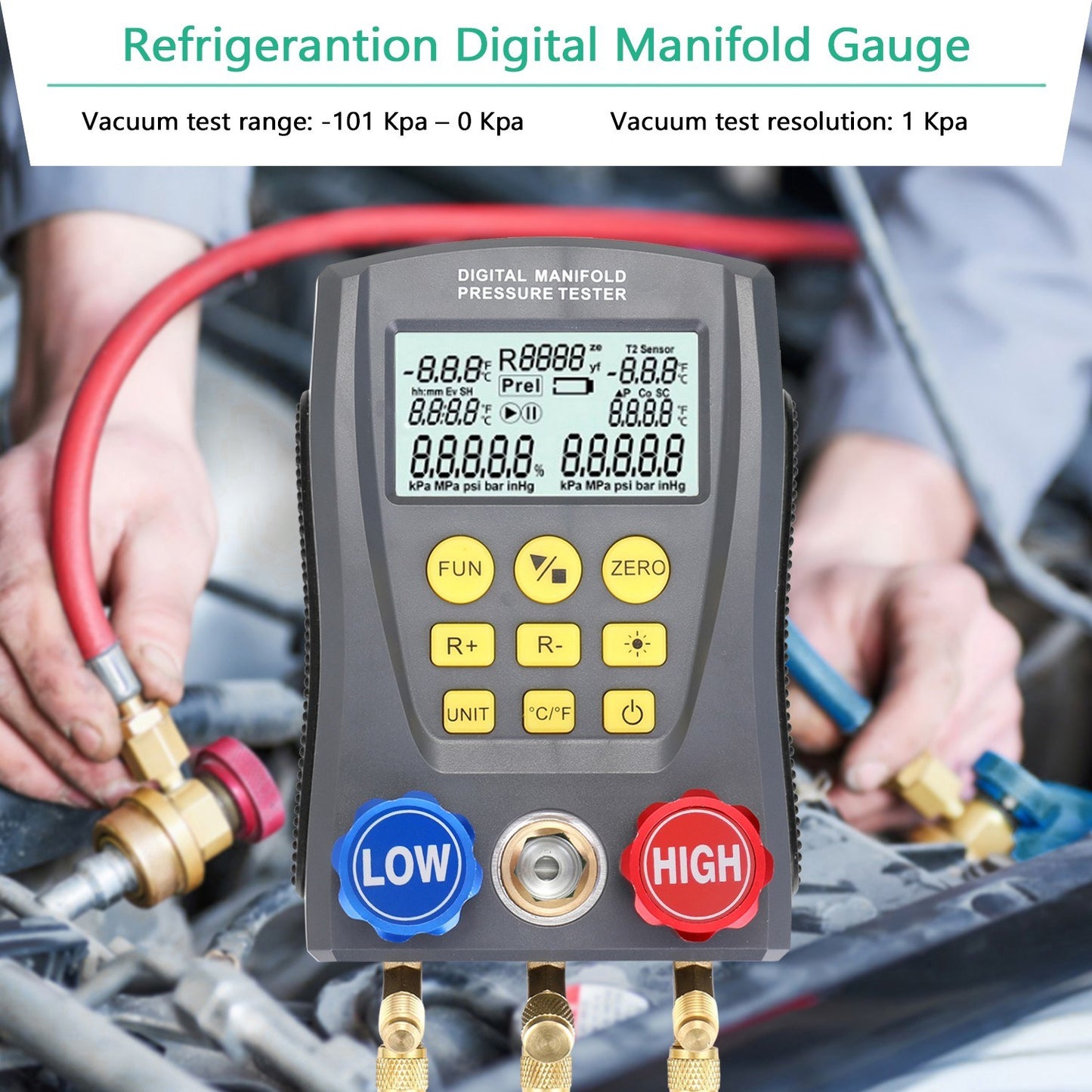 Digital HVAC Vacuum Pressure Gauge and Manifold Tester