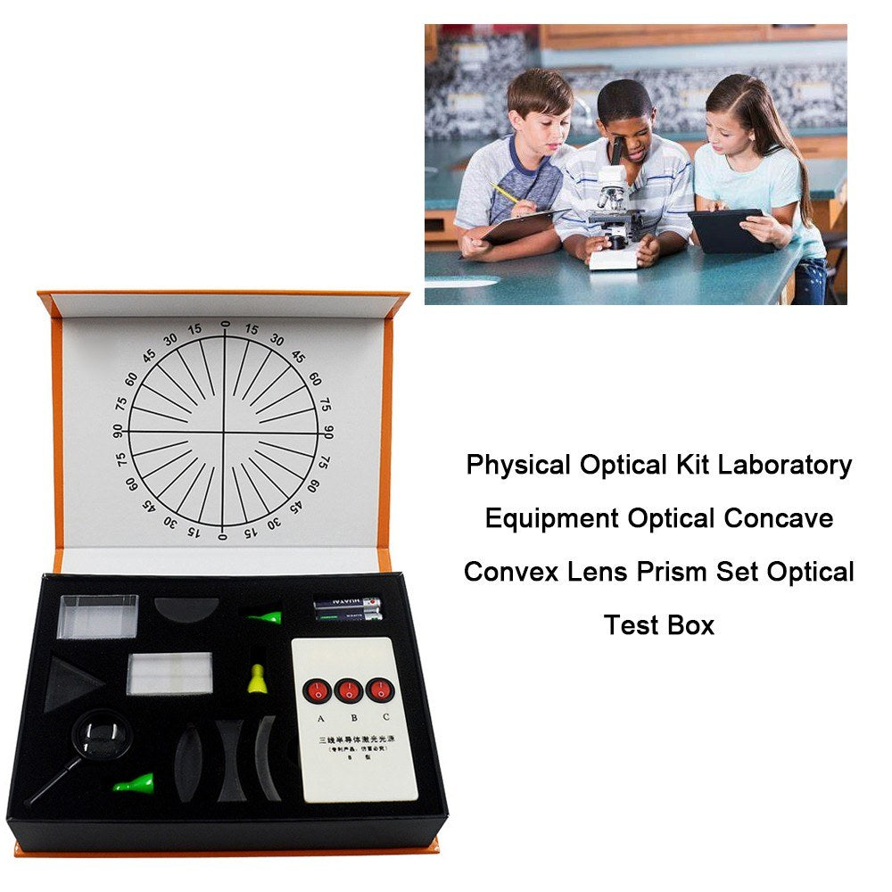Optical Lens & Prism Set: Laboratory Equipment with Concave & Convex Lenses