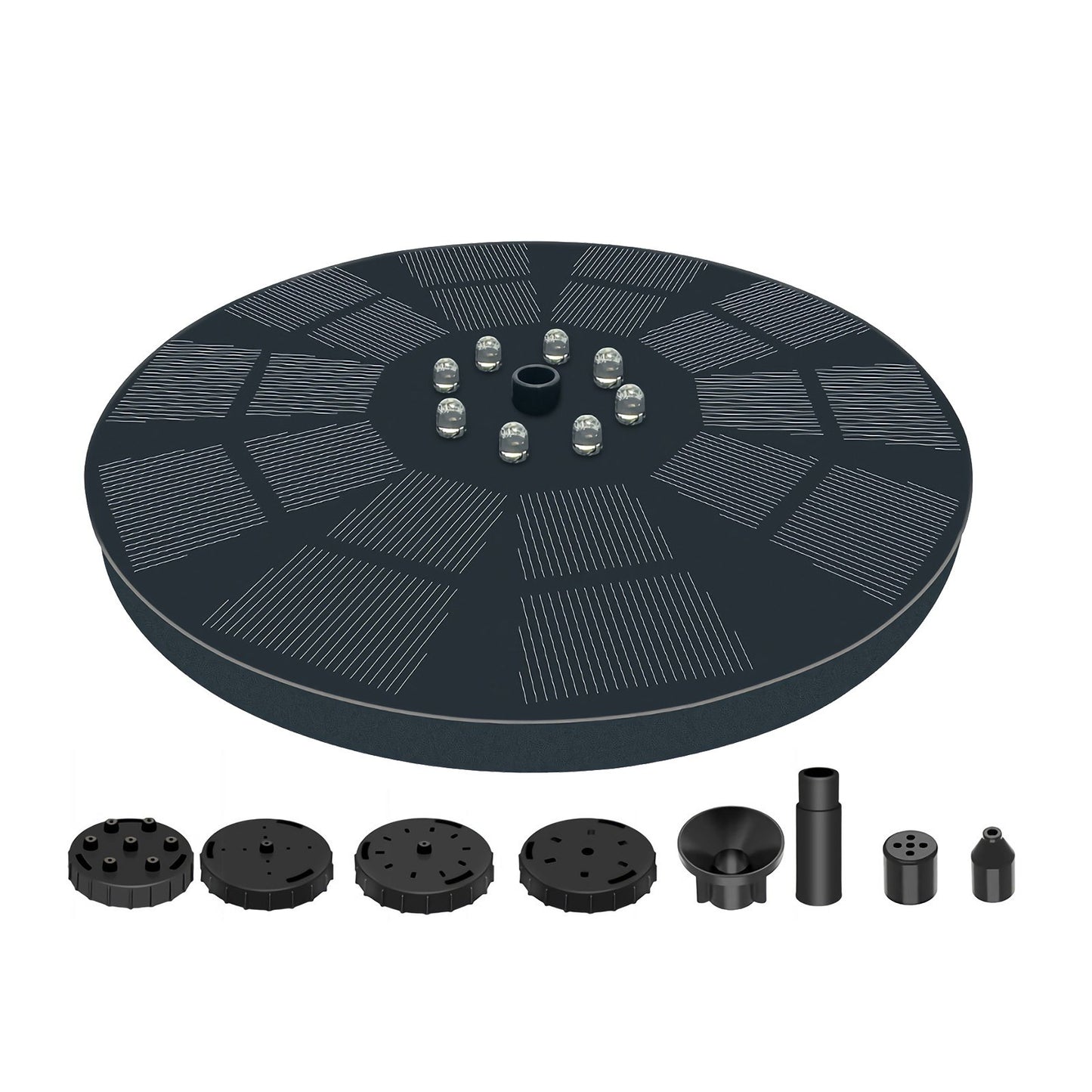 3W Solar Fountain Pump with 7 Spray Patterns & LED Lights, Battery Backup for Outdoor Bird Bath, Garden Pond, Pool, Fish Tank, Aquarium, & Pet