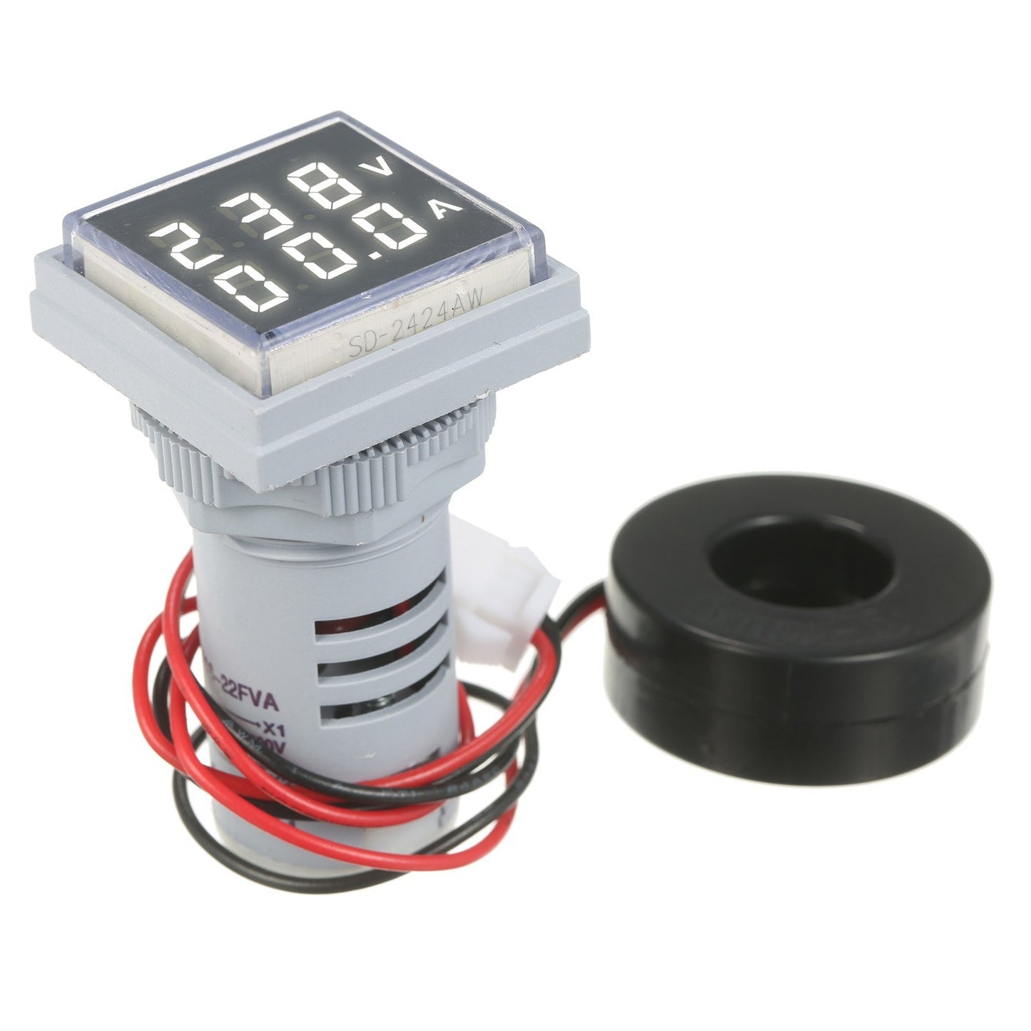 Mini Square AC Panel Meter: Double LED Volt-Ammeter Display, 60-500V Voltage & 0-100A Current Indicator