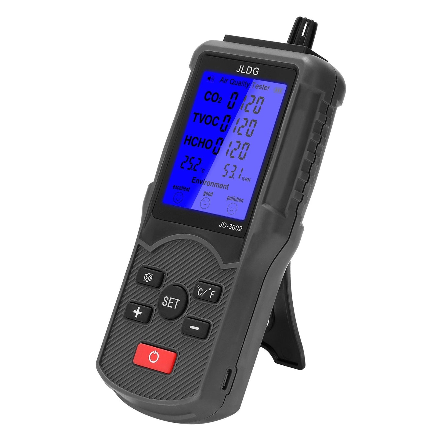 Air Quality Tester: CO2, TVOC, Temperature & Humidity Meter