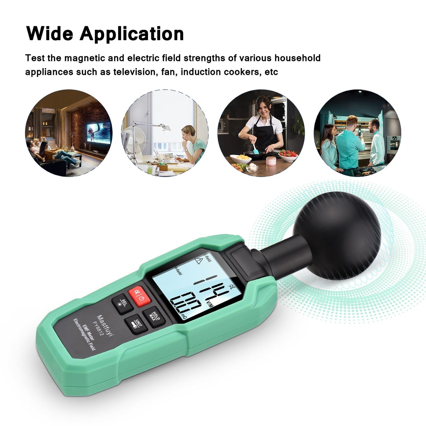 Mastfuyi EMF Meter High Precision Electromagnetic Field Tester with 2-inch LCD, Backlight & Flashlight