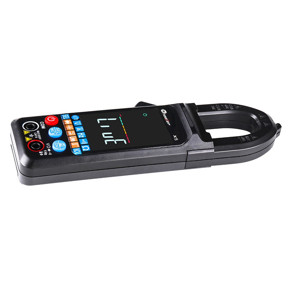 TOOLTOP X5 Portable Multifunction Clamp Meter with LCD, NCV, Auto Measurement, Flashlight - Measures AC/DC Current, Voltage, Resistance, Capacitance, Temperature, Frequency, Diodes (℃/℉)