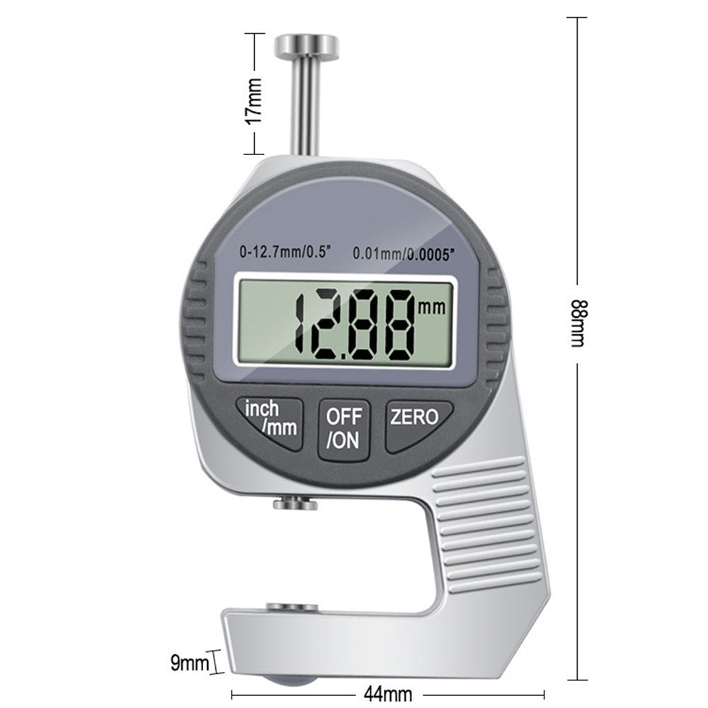 Mini Digital Thickness Gauge Micrometer, 0-0.5 Inch/0-12.7mm, Inch/Metric Measuring Tool with Protective Case