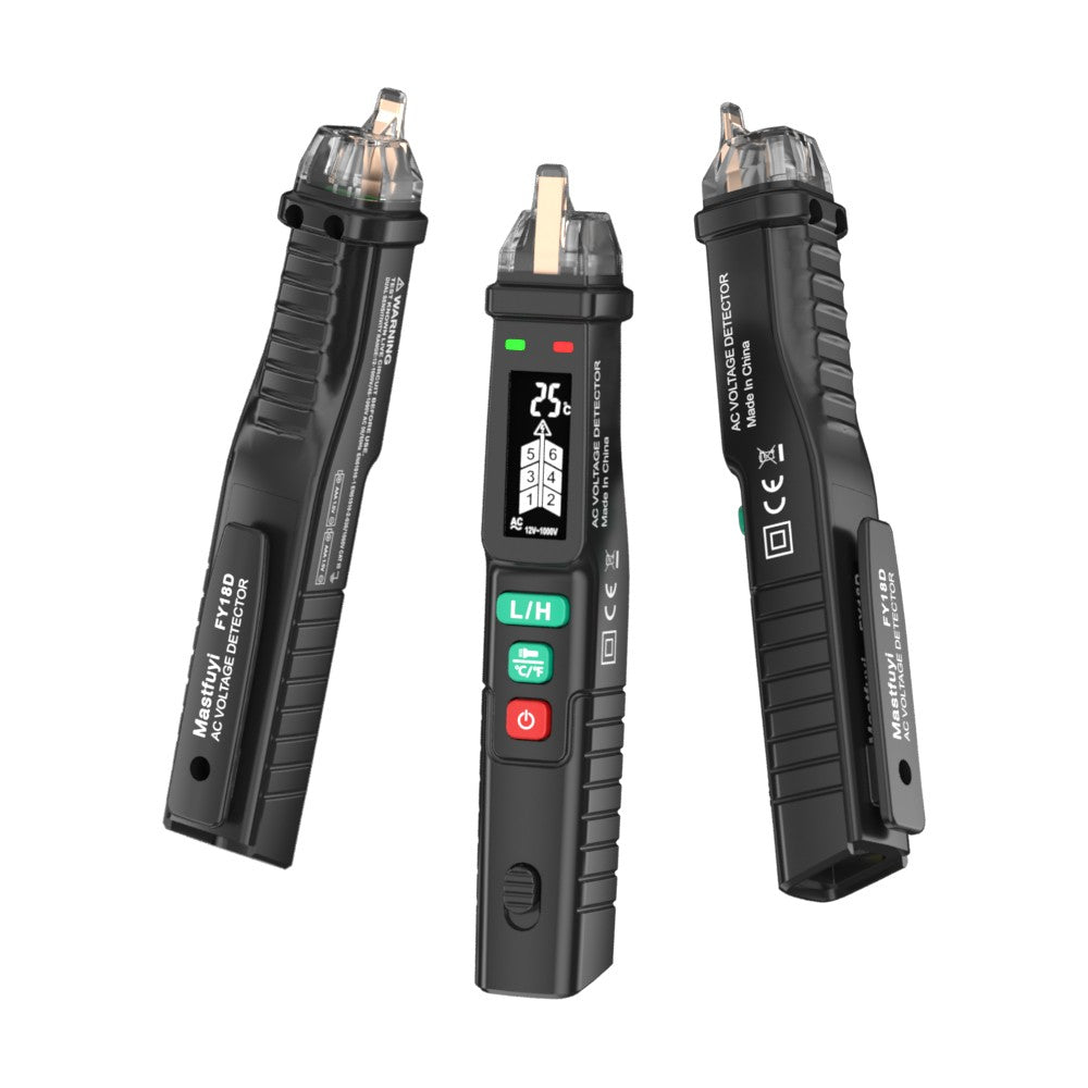 Mastfuyi FY18D Non-contact AC Voltage Tester, Dual Range 12V-1000V/48V-1000V, NCV Measuring Pen with LCD Display, Flashlight & Alarm Buzzer