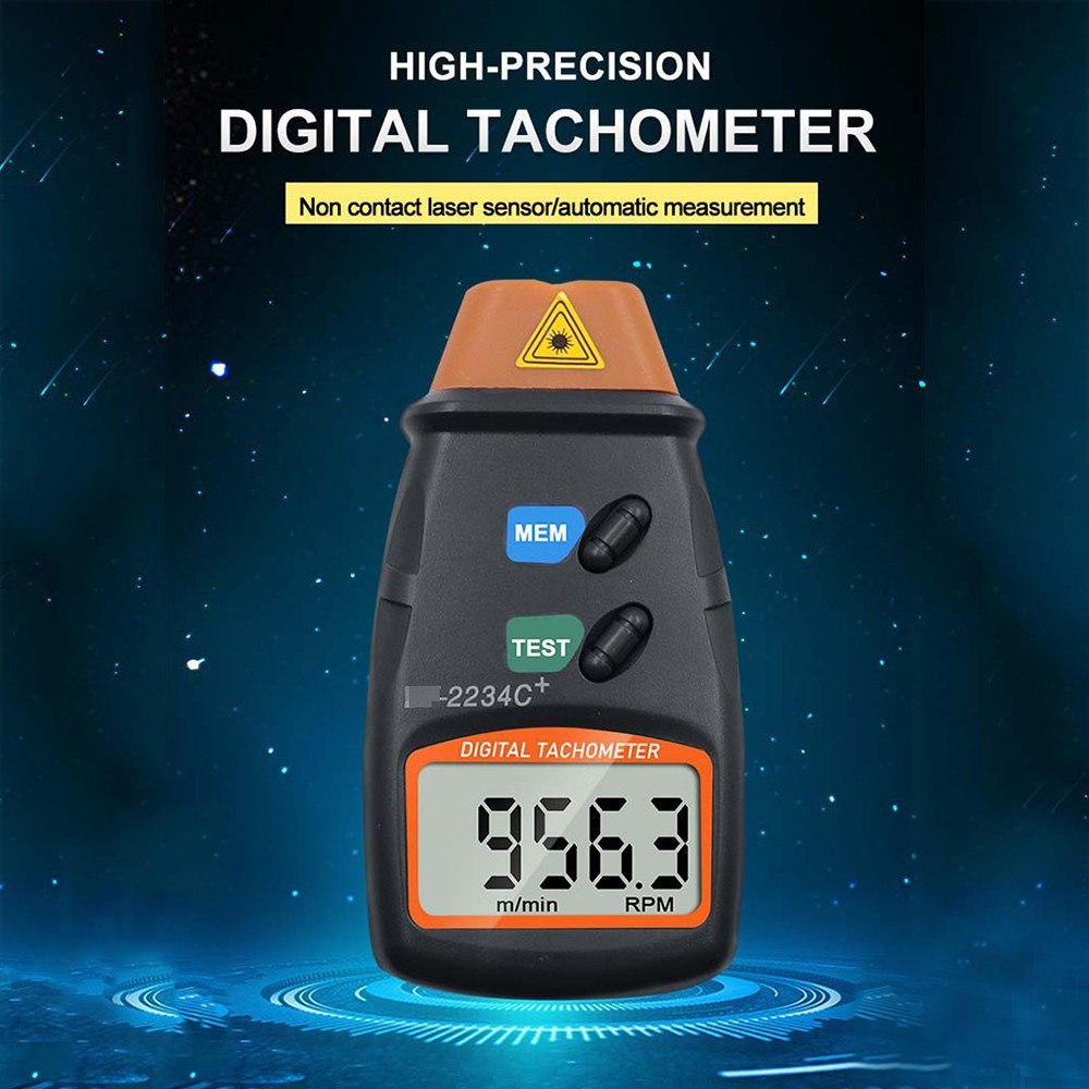 Non-Contact Handheld Digital Laser Tachometer 2.5-99999RPM with Carrying Bag for Motors, Fans, Washing Machines, Automobiles