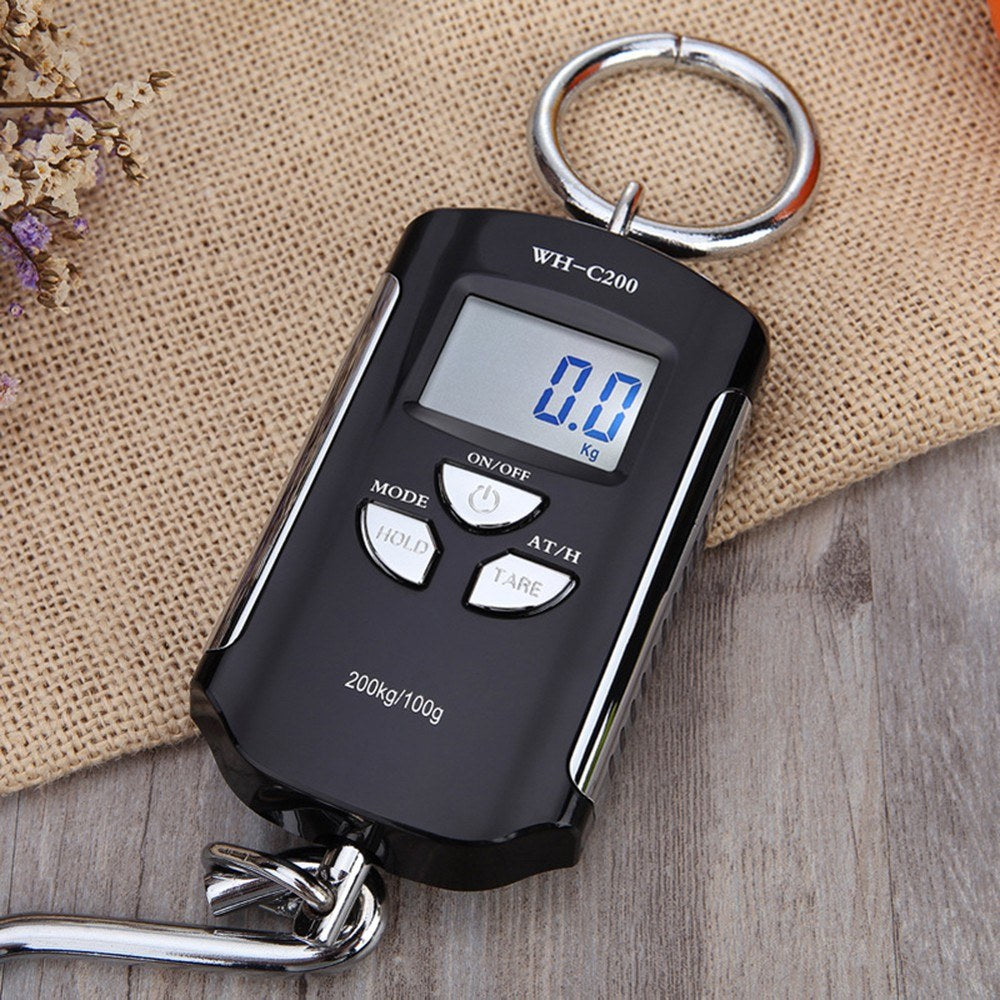 Portable Digital Hanging Scale 200kg/440lb LCD Backlight with Steel Hook for Farm, Fishing, Hunting, Food Market, Outdoor