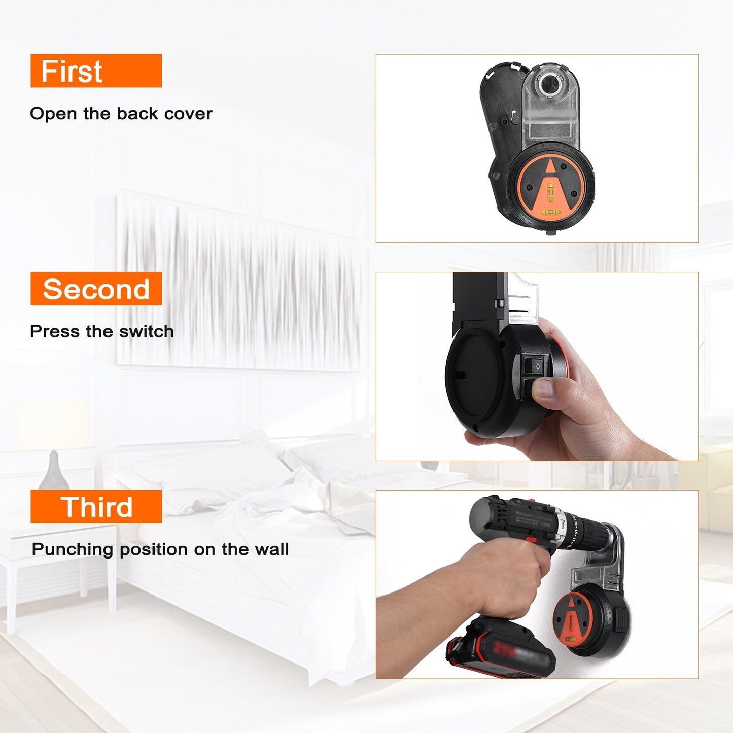 2-in-1 Portable Laser Level & Electric Dust Collector with 360° Rotation and Dual Horizontal Bubbles