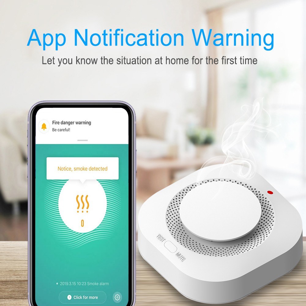 Smart WiFi Smoke Alarm with Mobile App Alerts: Kitchen, Bedroom, Warehouse - Alexa Compatible