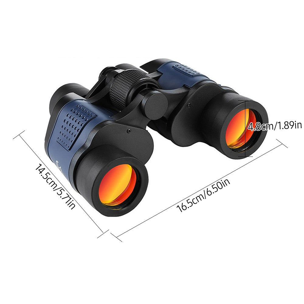 80x80 BAK4 Prism Waterproof Binoculars with Compass & Lanyard - Low Light Night Vision for Bird Watching & Concerts