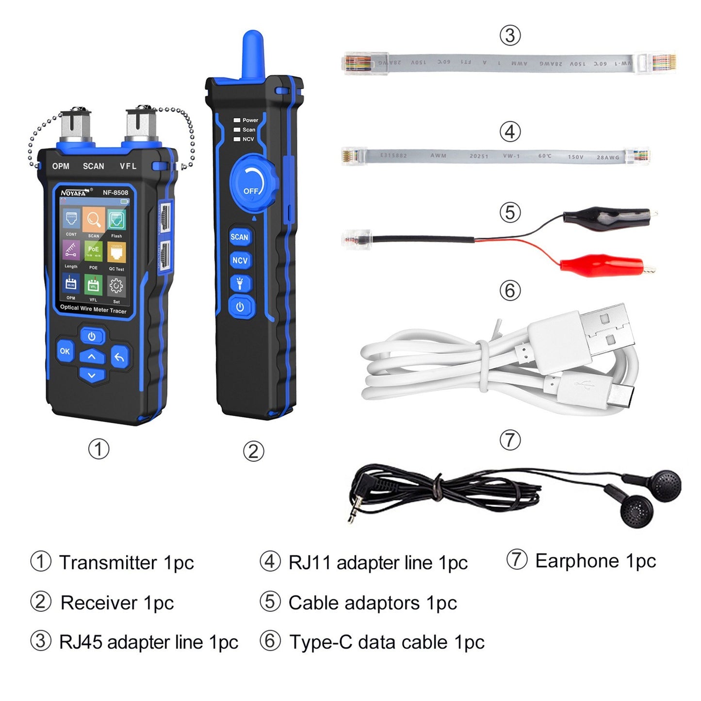 NOYAFA LCD Digital Optical Wire Tracer & Network Cable Tester