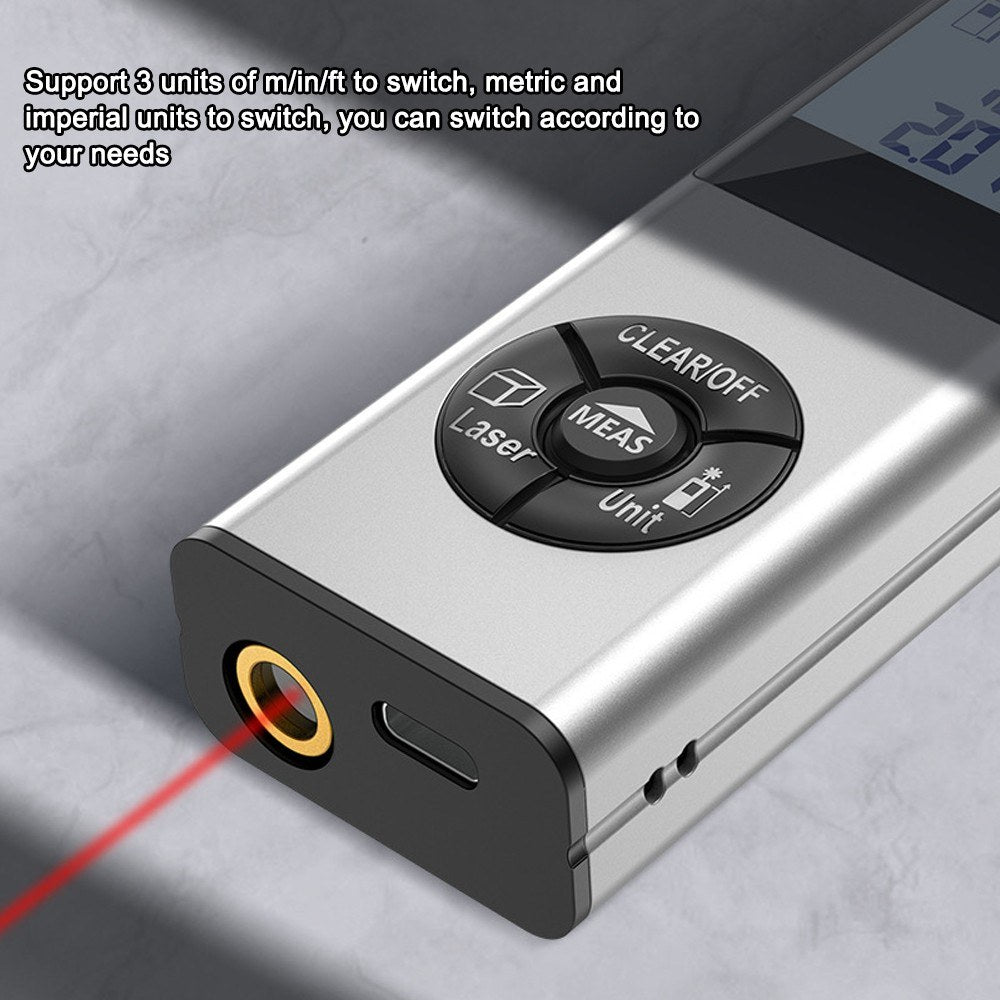 Laser Rangefinder Distance Meter with LCD Backlight - Handheld Measurement Tool for Area & Volume Surveying