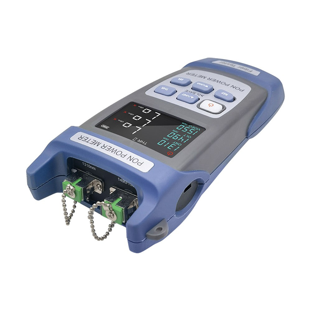 PON Power Meter Optical Fiber Tester with 10 Data Storage for 1310/1490/1550nm Video FTTX ONT OLT Signal Measurement