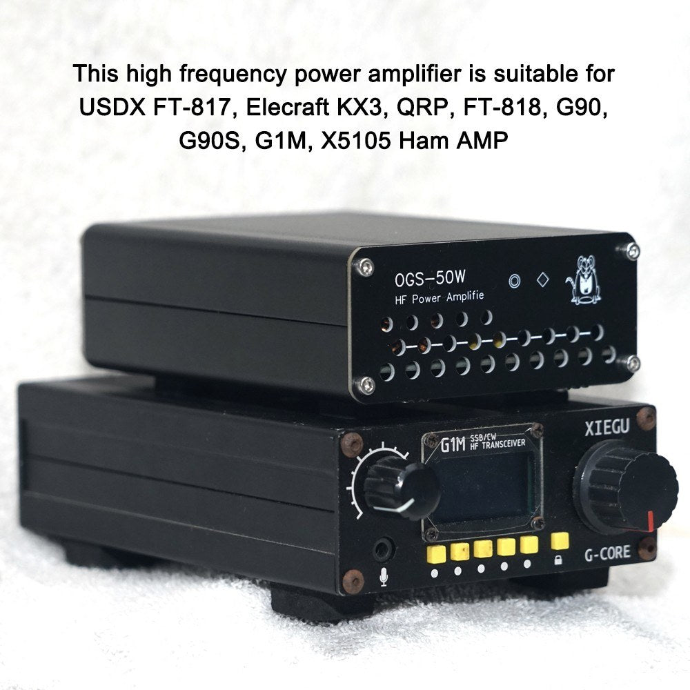Portable 50W High-Frequency Power Amplifier for Ham Radios (Compatible with USDX, FT-817, Elecraft KX3, QRP, FT-818, G90, G90S, G1M, X5105)