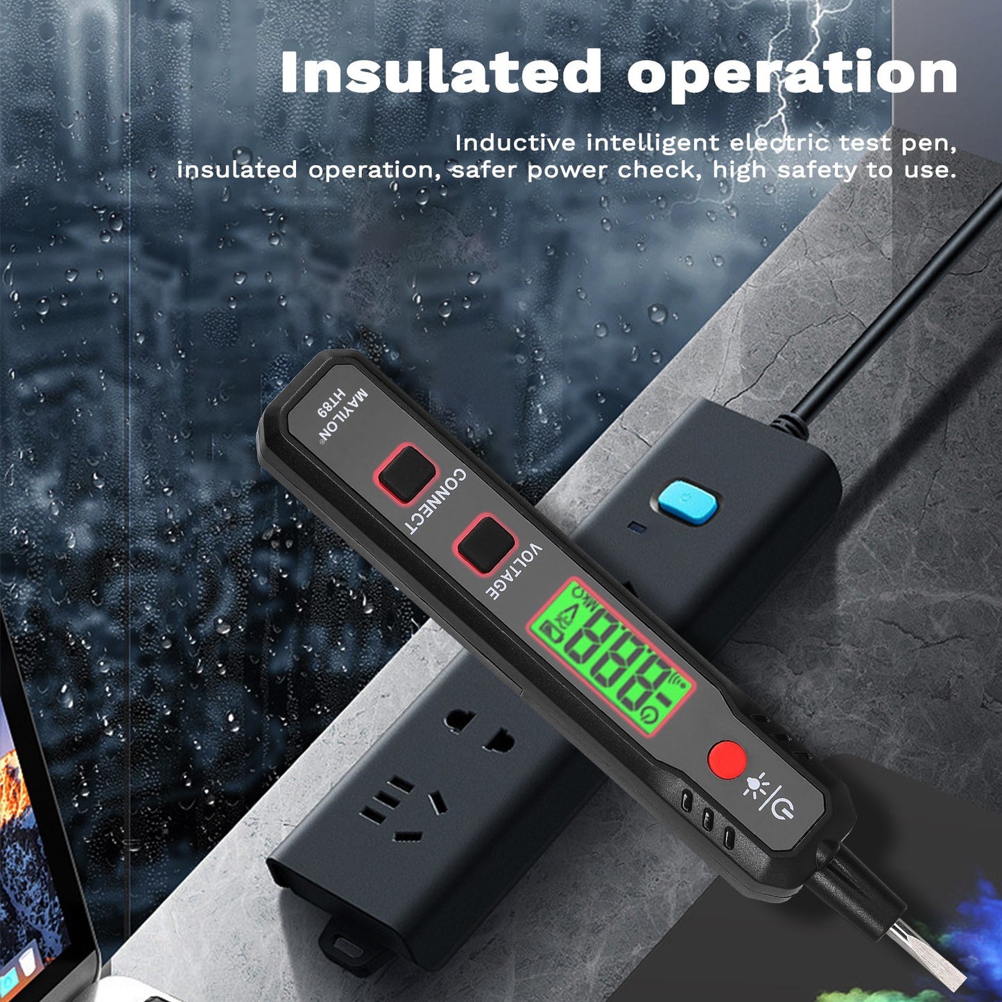 Electric Test Pen with LCD Display: AC12-300V Voltage Tester, Live/Zero Wire Detector, Cable Breakpoint Finder, Flashlight & Sound/Light Alarm