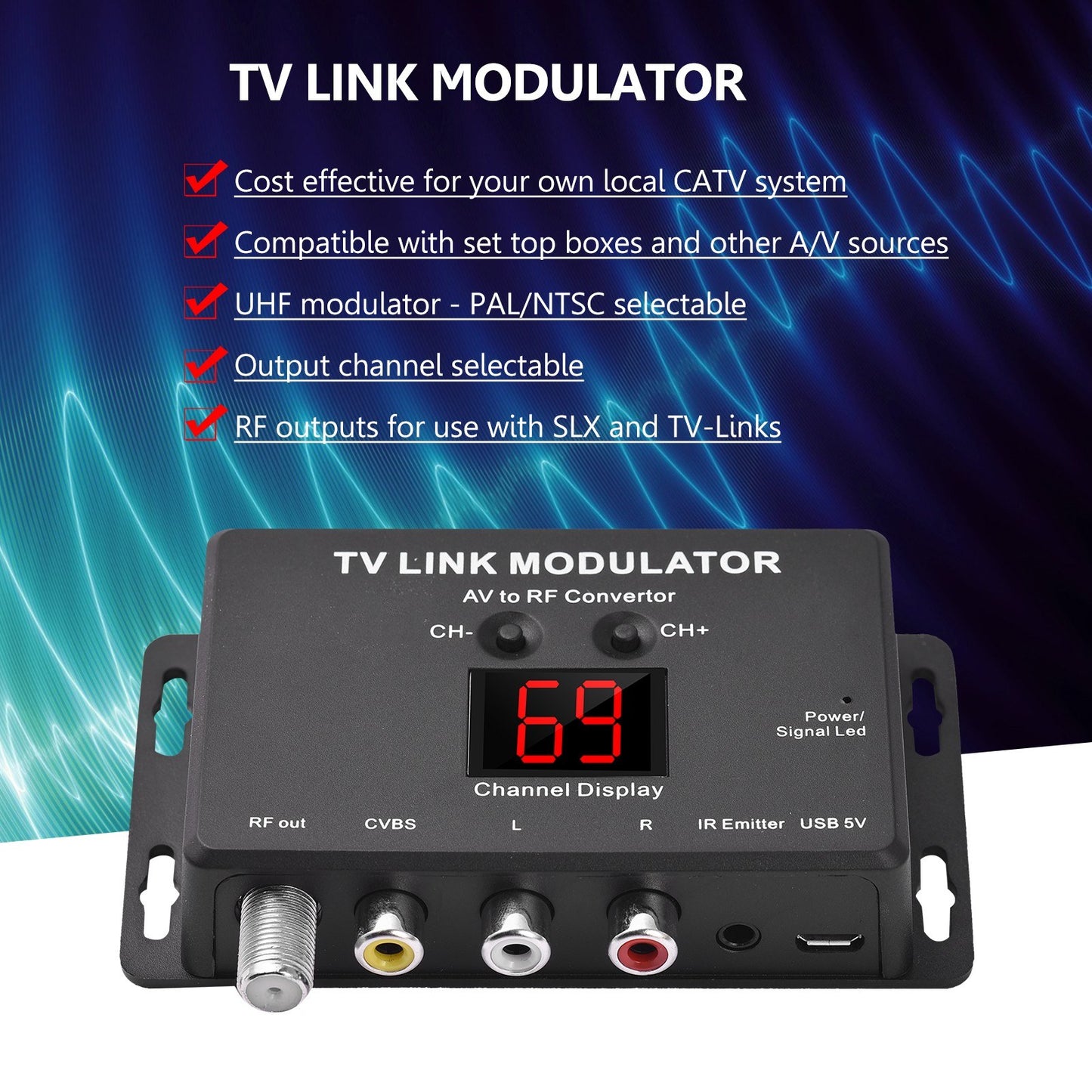TM80 TV Link AV to RF Modulator Converter
