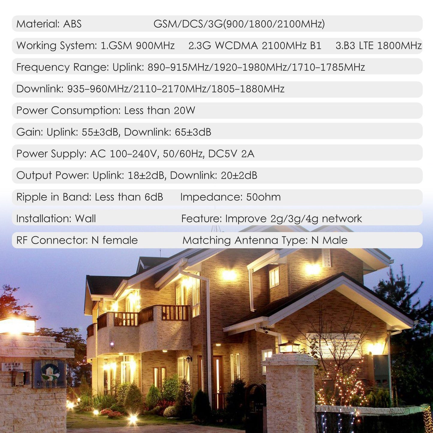 Tri-Band Cell Phone Signal Booster 850/1700/1900MHz, 4G LTE Cellular Amplifier for Home Office