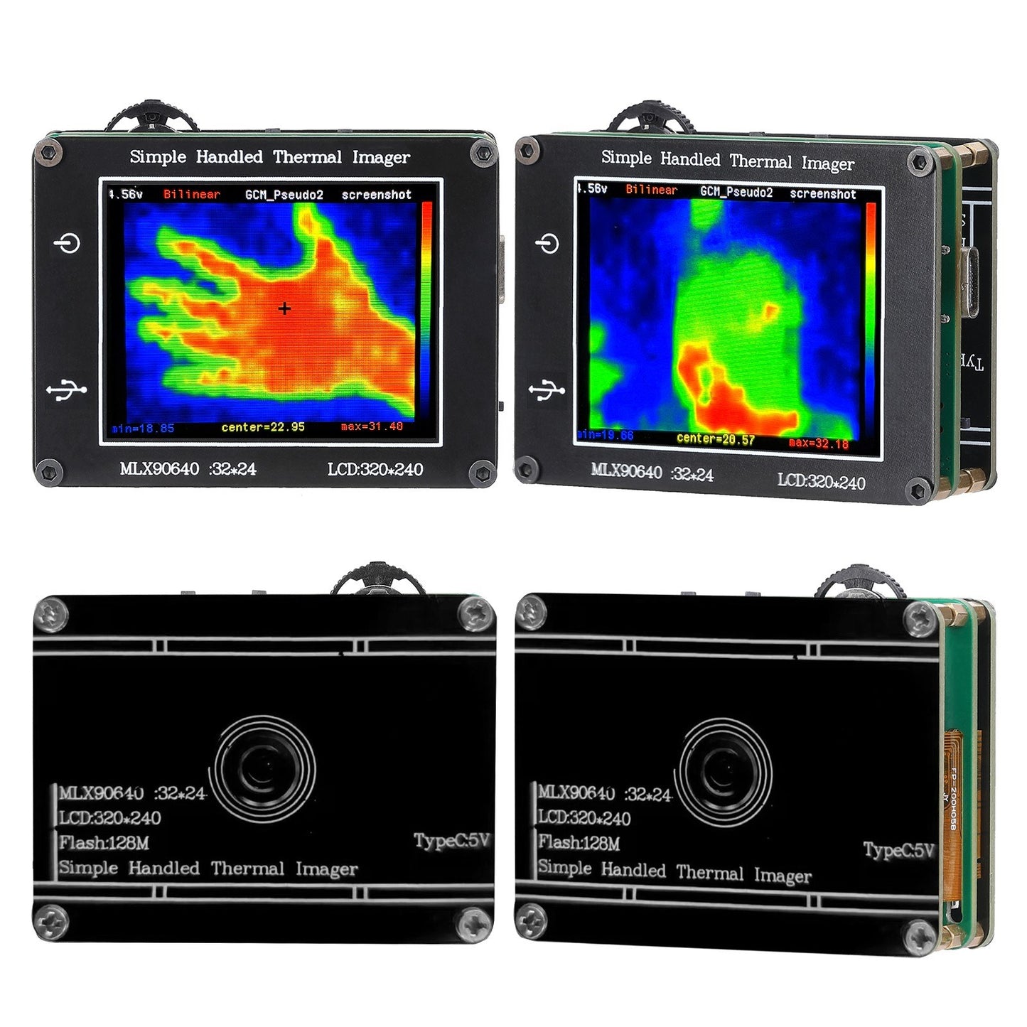 Handheld Thermal Imager: 24x32 Pixel Infrared Sensor, 240x320 Resolution, 2.0-inch LCD, -40℃ to 300℃