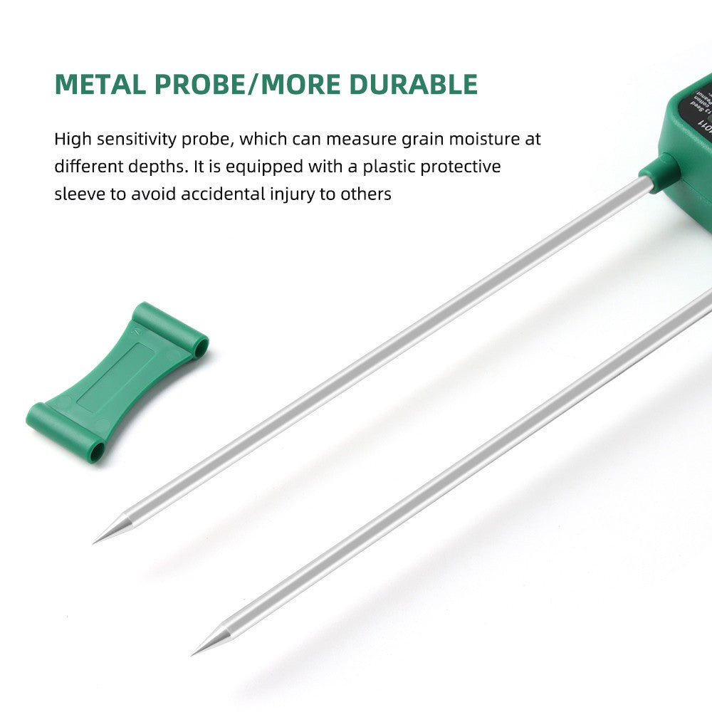 High Sensitivity Digital Grain Moisture Meter: Cereal Hygrometer with Voice Alarm & Metal Probe for Corn, Rice, Wheat, Bean