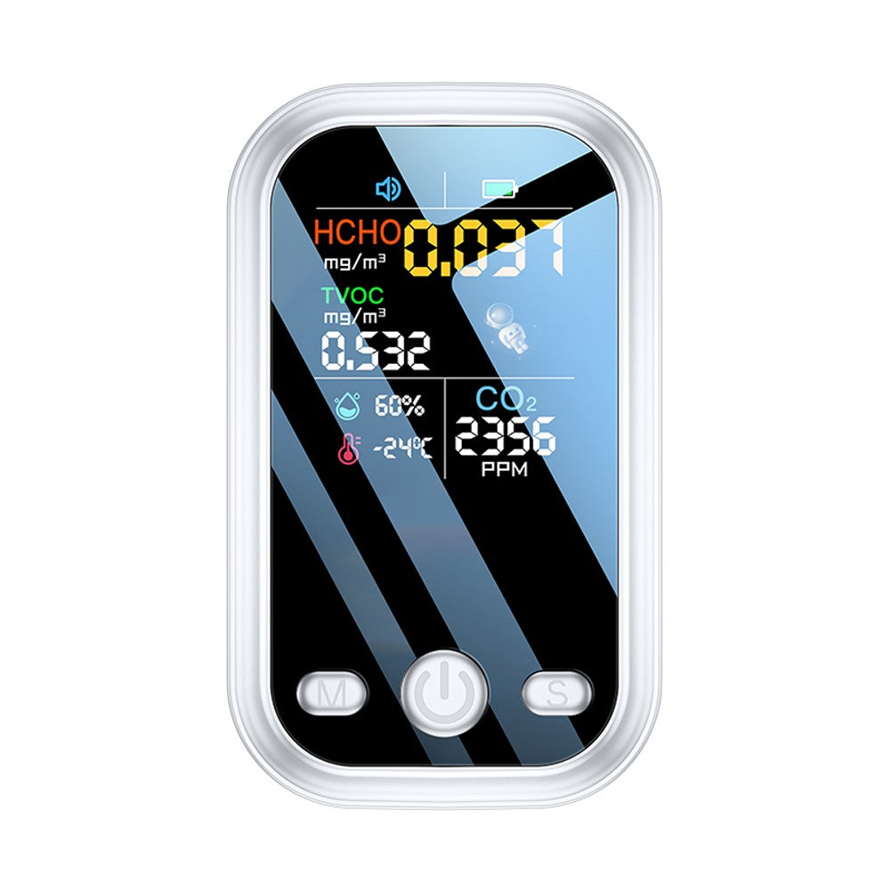 Multifunction Air Quality Monitor with 1.9-inch Color Display, High Sensitivity Sensors, and Type-C Interface - Detects HCHO, TVOC, CO2, Temperature & Humidity