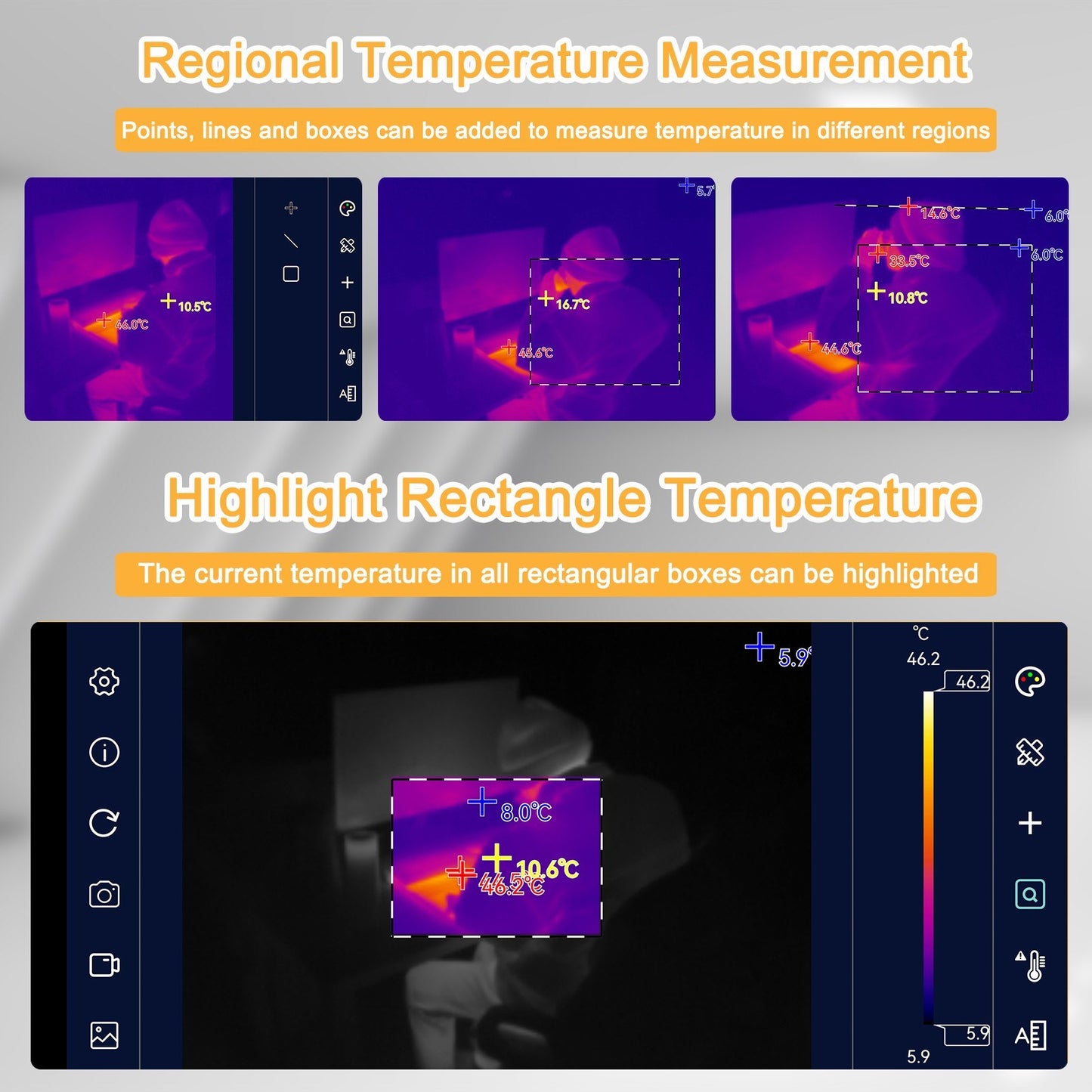 Compact Mobile Thermal Imaging Camera with Multi-Mode Temperature Measurement & Bilingual Support