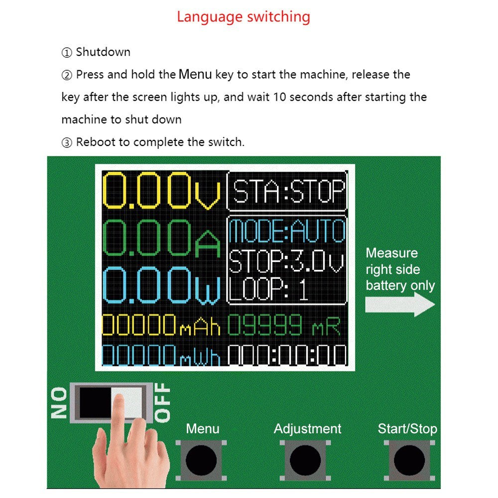 18650 Battery Capacity Tester with 1.77 Display, Internal Resistance Measurement, Type-C, Capacity Division, Cycling Function