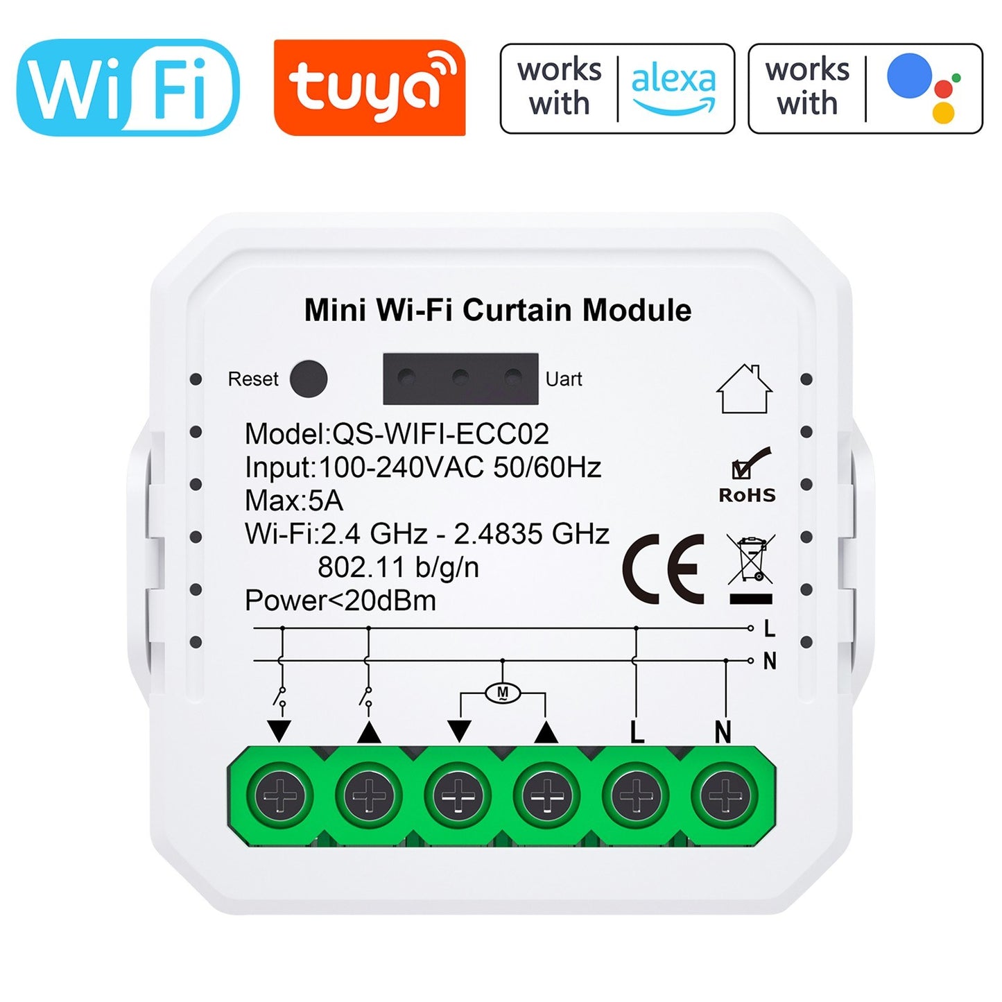 Tuya ZigBee Smart Curtain Module – Remote Control via Mobile App, Alexa & Google Home Compatible, Requires Gateway