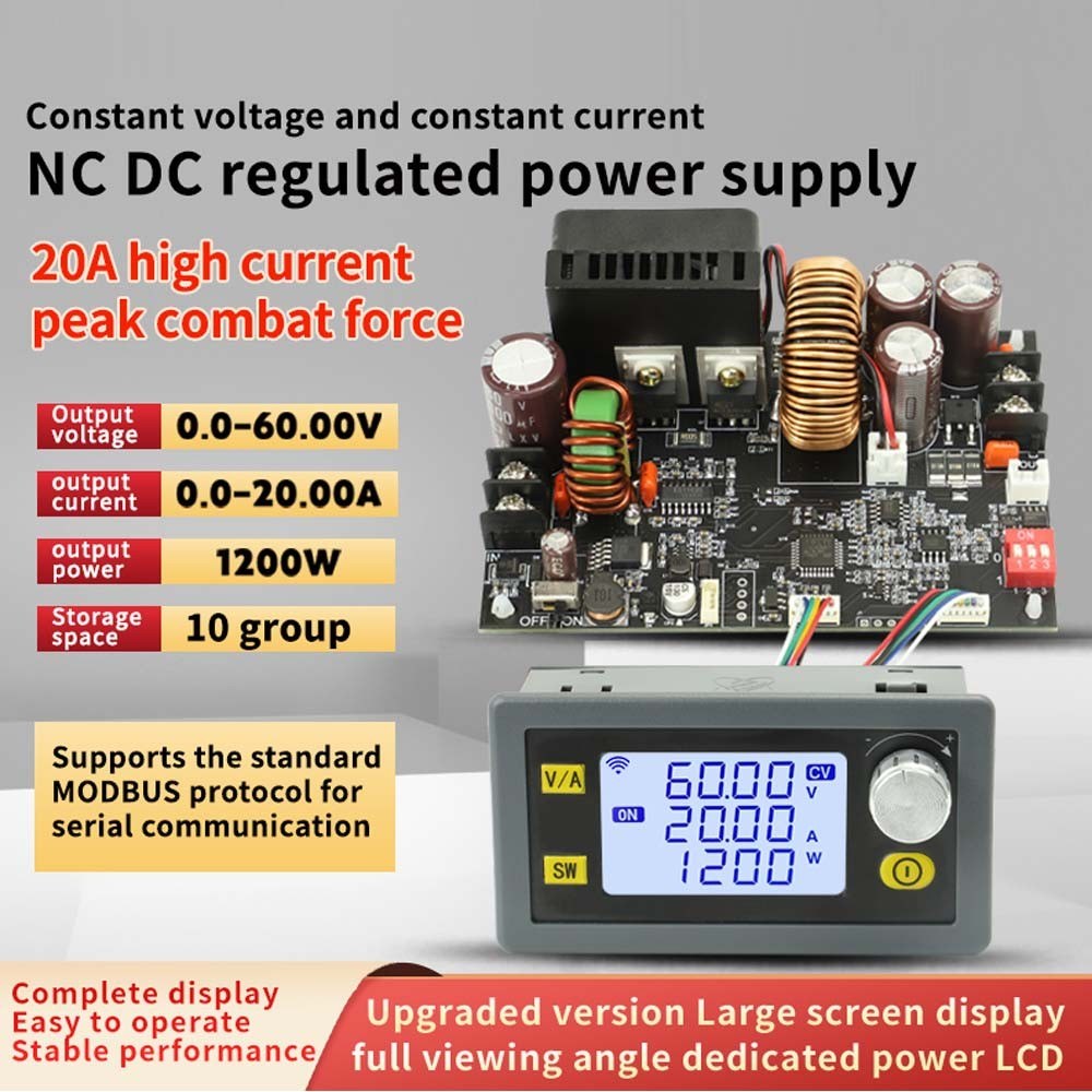 Adjustable LCD Display DC Power Supply 20A 1200W Step-down Module with Constant Voltage & Current