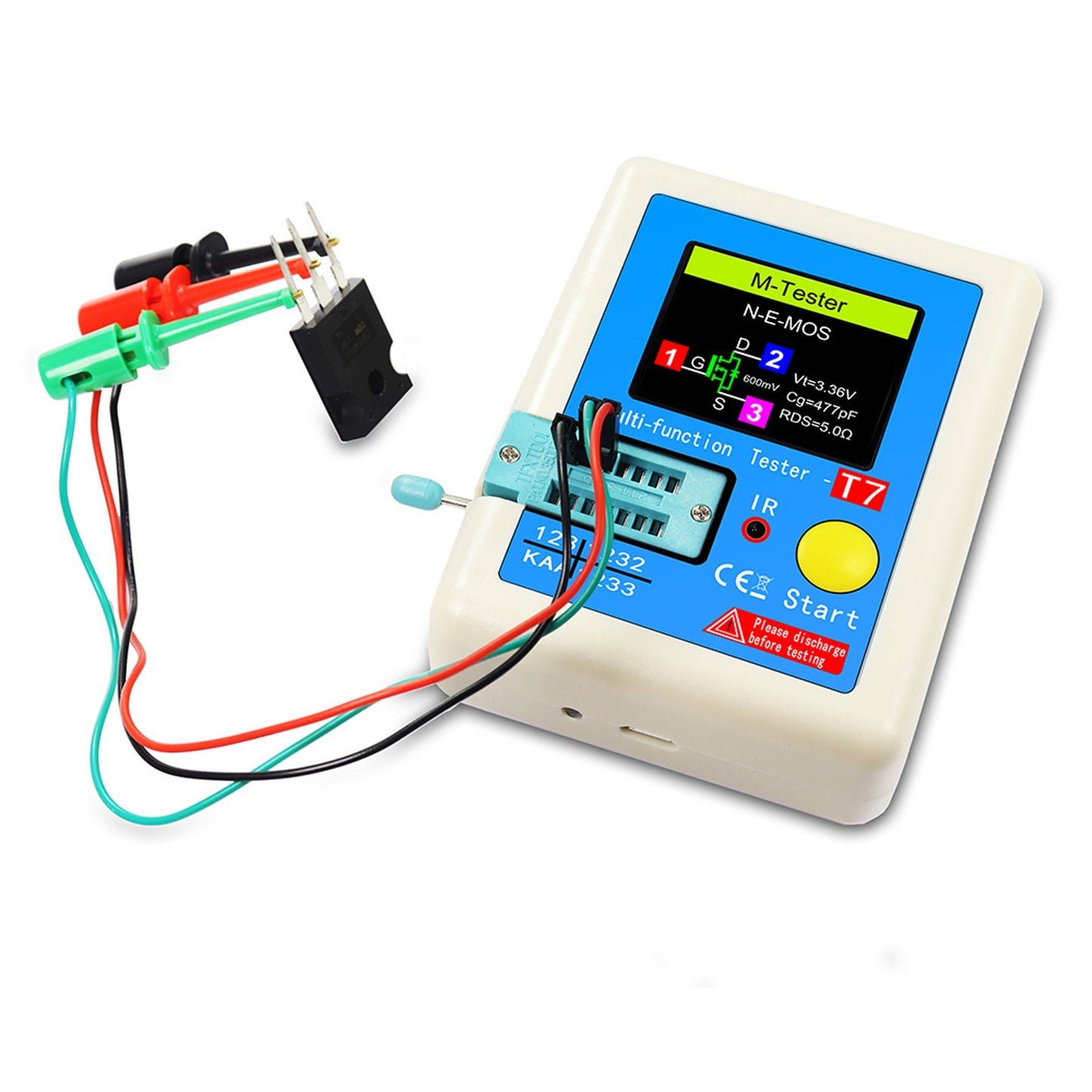 Multi-Function LCR-T7 Transistor Tester with Full Color Display for Capacitance, Resistance, Diode, Triode, NPN, PNP, MOSFET
