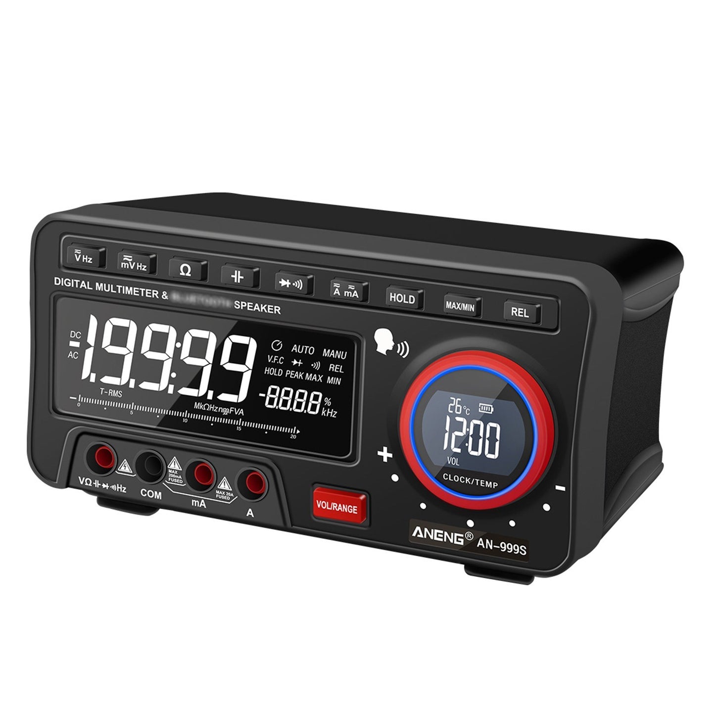 ANENG 2-In-1 Bluetooth Speaker AC/DC Bench Multimeter, 19999 Counts True-RMS Voice Broadcast (Non-Rechargeable)