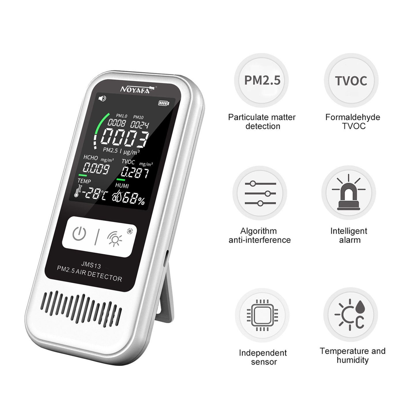 NOYAFA JMS13 PM2.5 Air Quality Detector | LCD Digital TVOC/Formaldehyde Tester