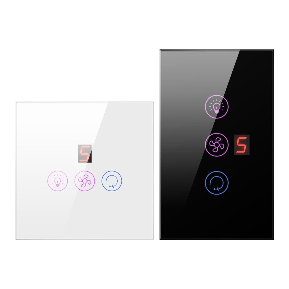 Tuya WiFi Smart Touchscreen Fan Light Switch, Speed Adjustable, Voice Control, Alexa & Google Home Compatible