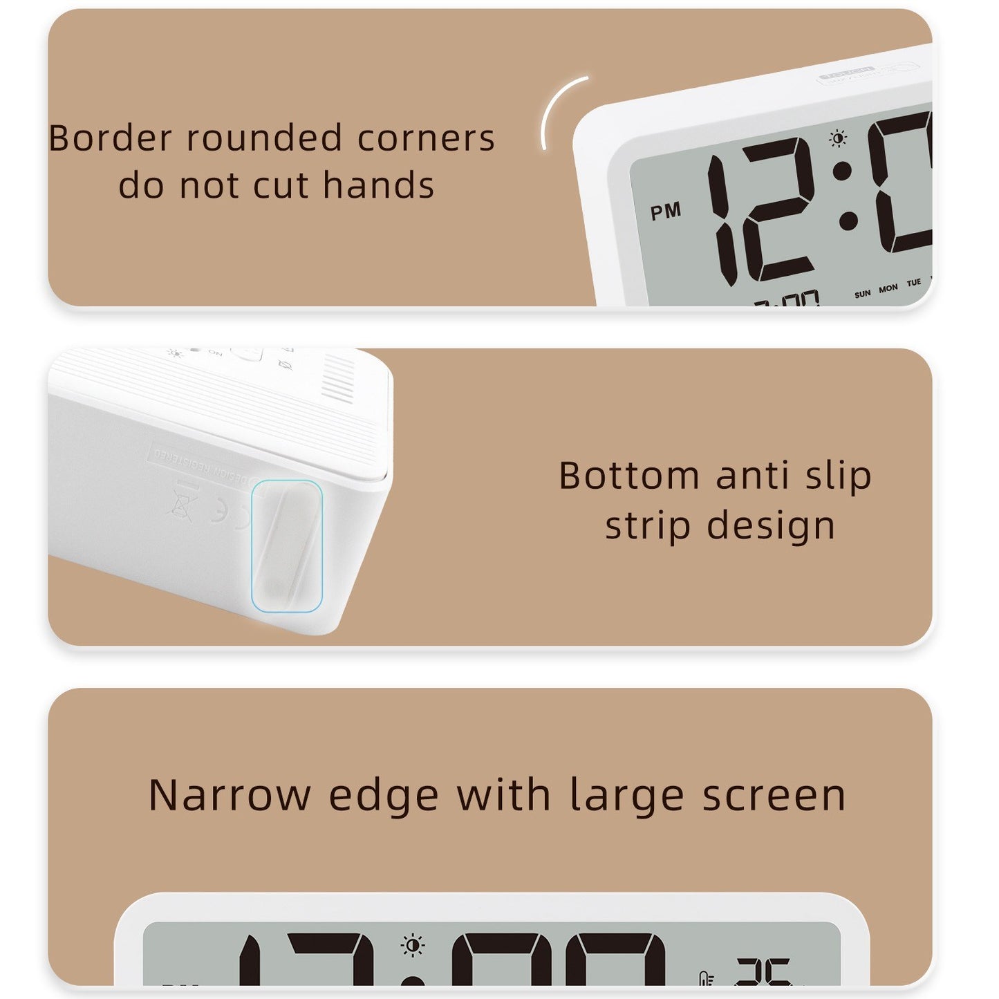 8001-EN LED Digital Alarm Clock: Multifunctional, Adjustable Brightness, Temp & Humidity Display, Dual Alarms, Date & Time Display, Snooze, Auto-Dimming, Night Light Mode