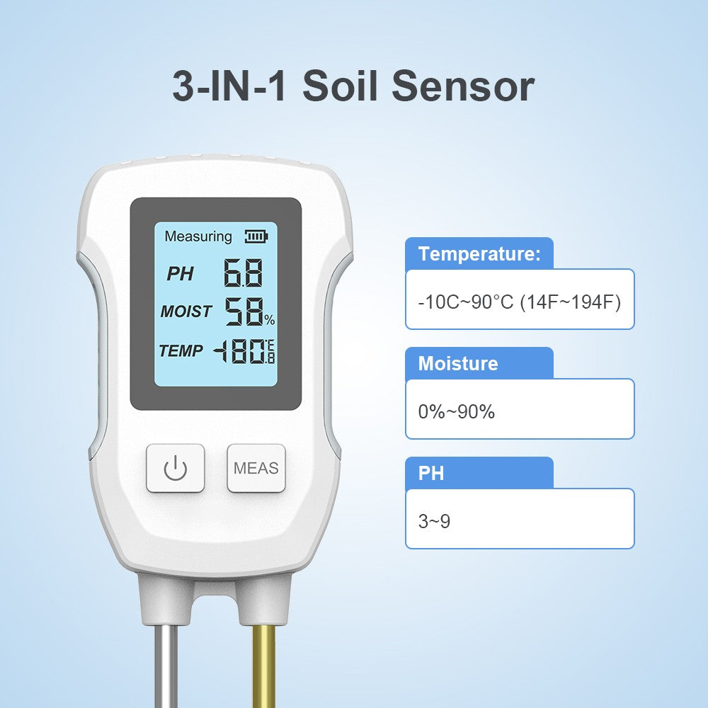 3-in-1 Soil pH, Temperature & Humidity Meter for Indoor Plants - Gardening Cultivation Tool